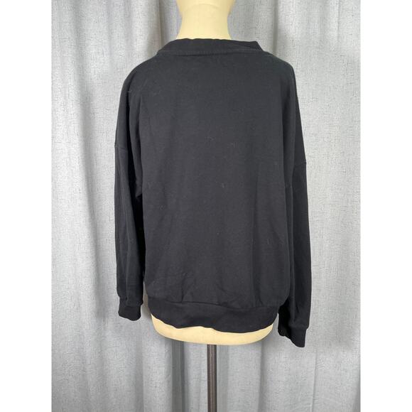 Tu Woman Holiday Sweatshirt, Large, Let's Christmas Boogie, Gold Lettering Globe - Picture 4 of 6